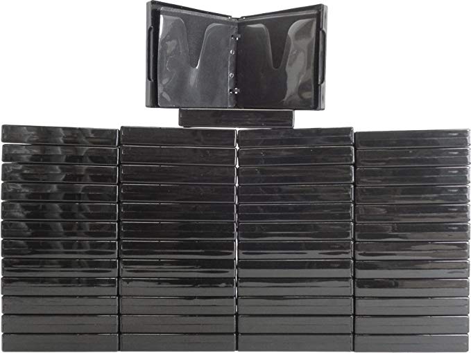 (50) Black 12-Disc Capacity CD DVD 2-Ring Album Wallet Book Storage CDBR2412BK (UniKeep Style)