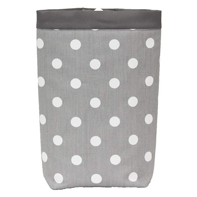 Car Trash Bag - GEARSHIFT Style (GRAY & WHITE POLKA DOTS/ GRAY BAND) Wipeable Oilcloth Lining by GreenGoose Car Bags