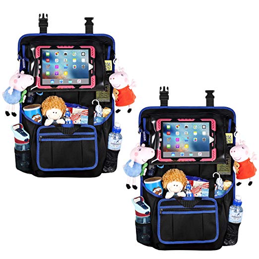 Car Back Seat Organizer Protector - Travel Accessories Large Size Toy Storage Bag with 12.9