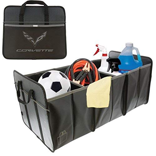 C7 Corvette Trunk Caddy Collapsible Cargo Organizer Crossed Flags Logo