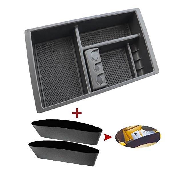 Center Console Organizer Tray for Chevy Silverado GMC Sierra（2014-2018）+ 2PK Car Seat Catcher Gap Filler,GM Vehicle Accessories 1500 -Replaces 22817343