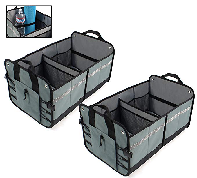 LK Baby Car Auto Trunk Organizer Cargo Storage Box for SUV Truck or Minivan in Grey (2pack)