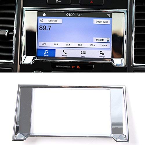 HIGH FLYING Interior Dashboard Navigation GPS Cover Decorative Trim ABS Chrome 1 Piece For Ford F-150 F150 2015 2016 2017