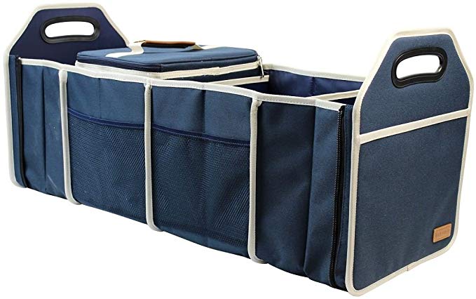 INNO STAGE Collapsible Car Trunk Organizer|Premium Cargo Storage Container|Heavy Duty Storage Bin Carrier|Drive Auto Products for SUV,Minivan,Van,Vehicle Waterproof Cooler Bag-4 Partitions