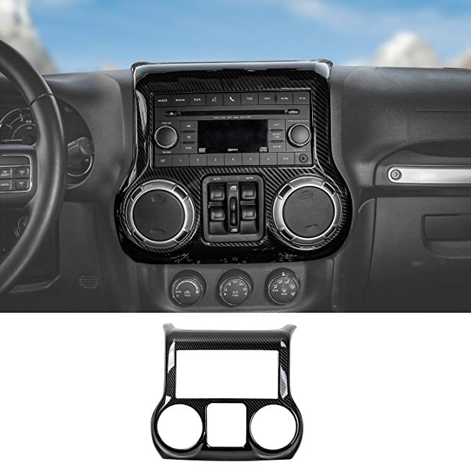RT-TCZ Inner Accessories Center Console Dashboard Control Panel Cover Trim For Jeep Wrangler JK & Unlimited 2011-2017(Carbon Fiber)